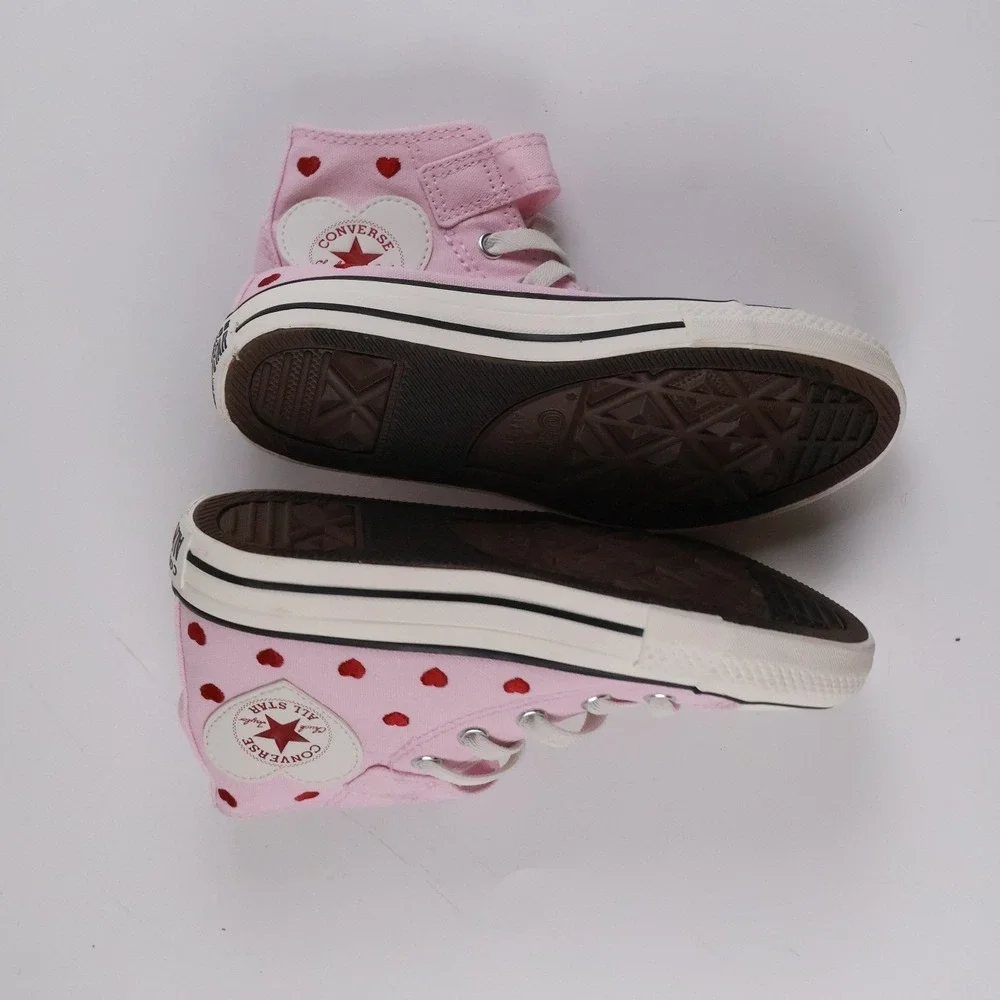 Converse Chuck Taylor All Star 1V Hi Pink Red Heart Youth 13 Canvas NEW